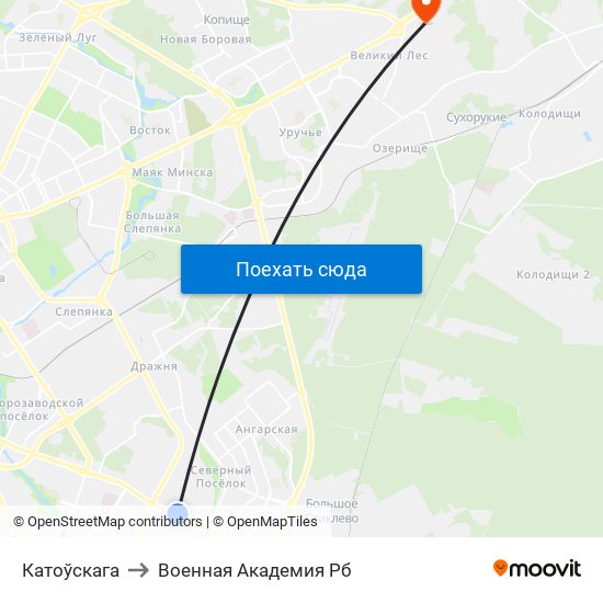 Катоўскага to Военная Академия Рб map