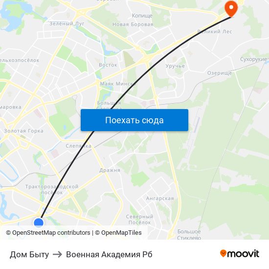 Дом Быту to Военная Академия Рб map
