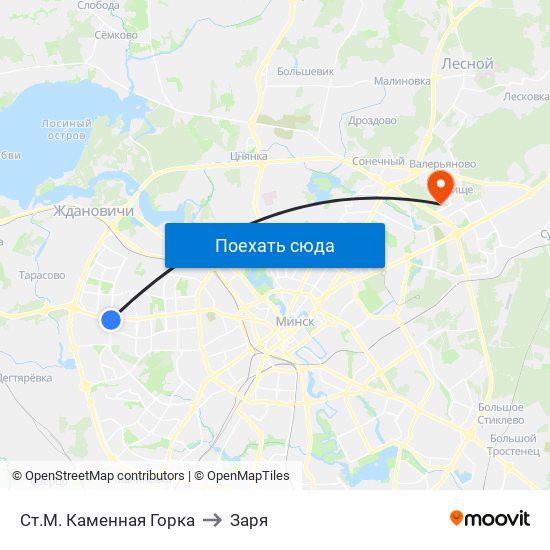 Ст.М. Каменная Горка to Заря map