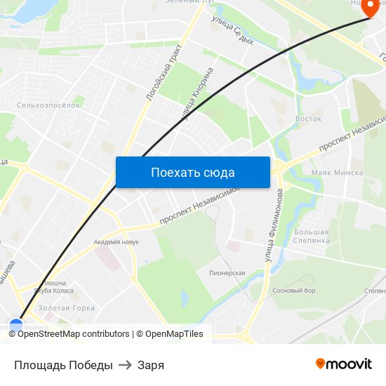 Площадь Победы to Заря map