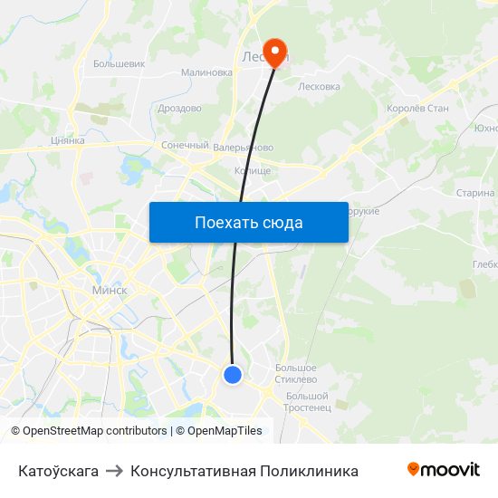 Катоўскага to Консультативная Поликлиника map