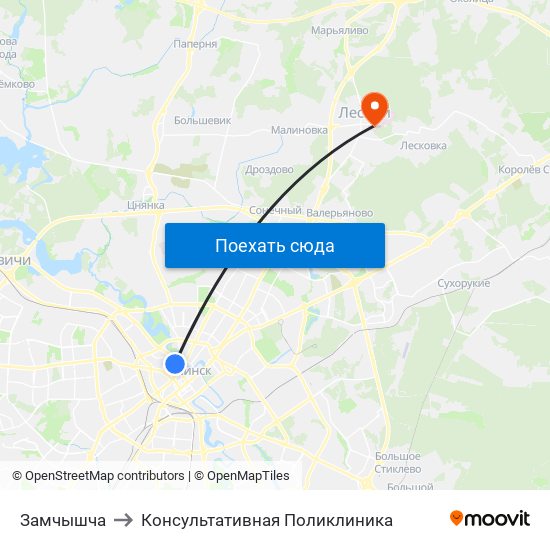 Замчышча to Консультативная Поликлиника map