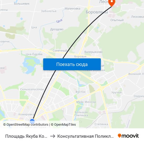 Площадь Якуба Коласа to Консультативная Поликлиника map