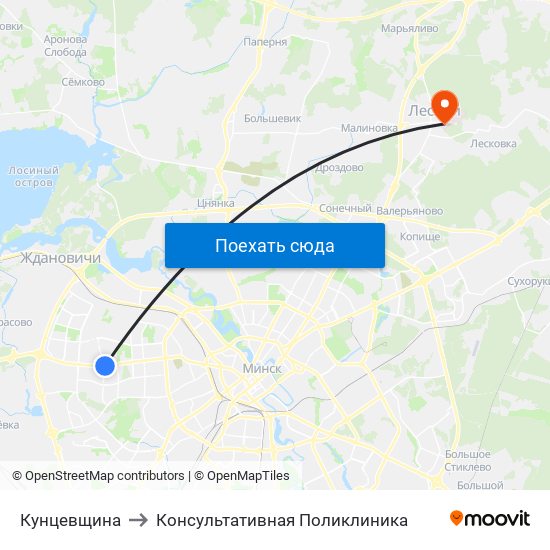 Кунцевщина to Консультативная Поликлиника map