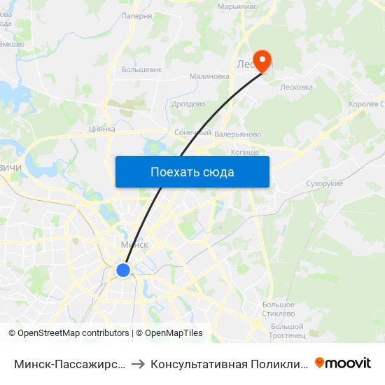 Минск-Пассажирский to Консультативная Поликлиника map