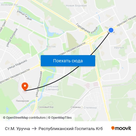 Ст.М. Уручча to Республиканский Госпиталь Кгб map