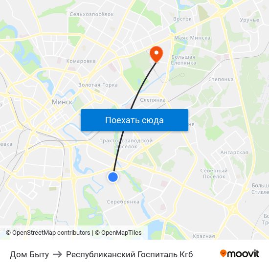 Дом Быту to Республиканский Госпиталь Кгб map