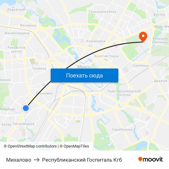 Михалово to Республиканский Госпиталь Кгб map