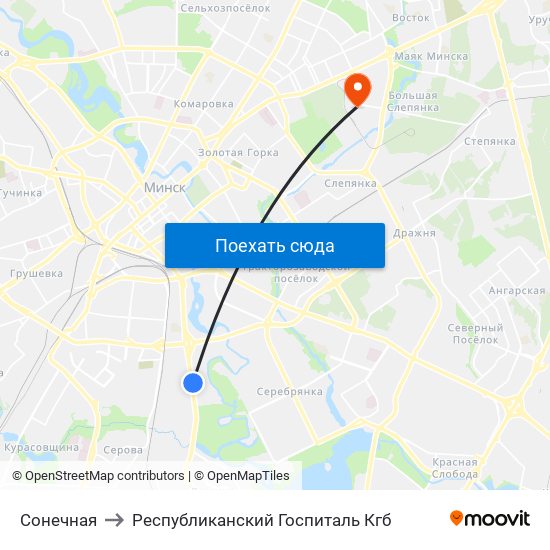 Сонечная to Республиканский Госпиталь Кгб map