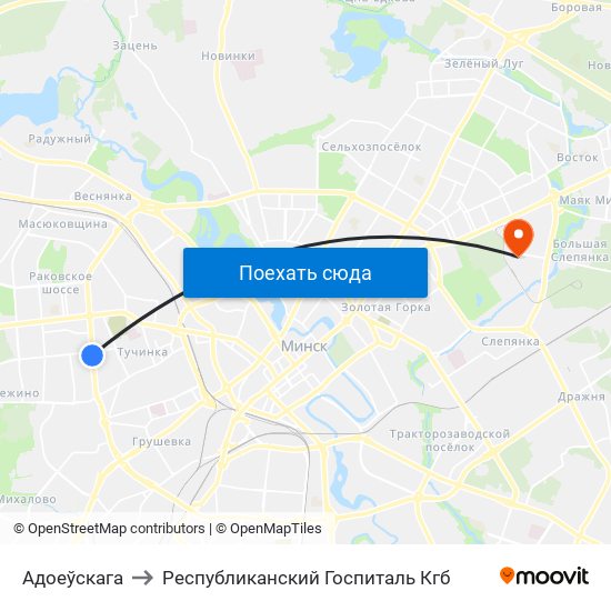 Адоеўскага to Республиканский Госпиталь Кгб map