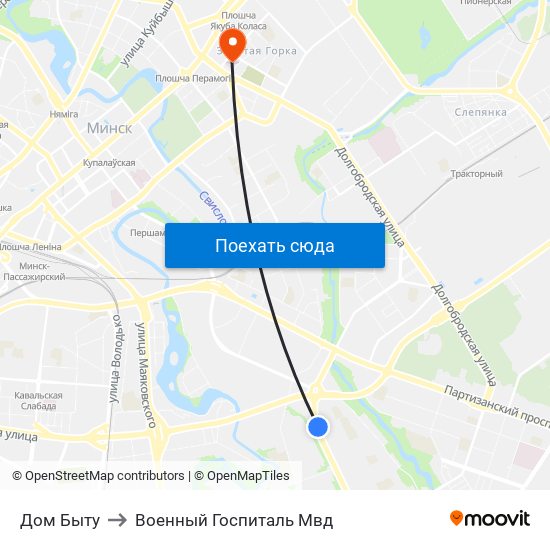 Дом Быту to Военный Госпиталь Мвд map