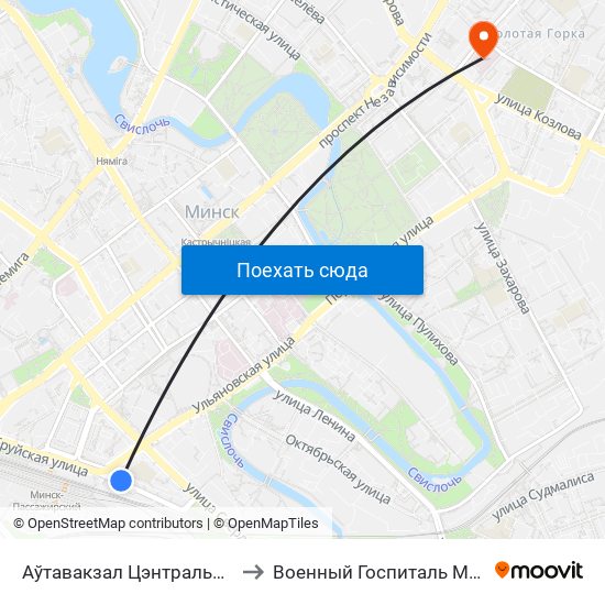 Аўтавакзал Цэнтральны to Военный Госпиталь Мвд map