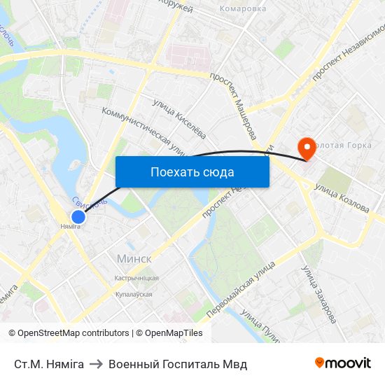 Ст.М. Няміга to Военный Госпиталь Мвд map