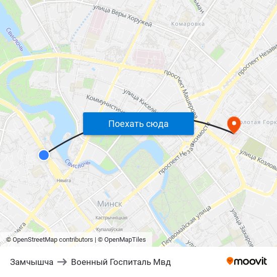 Замчышча to Военный Госпиталь Мвд map