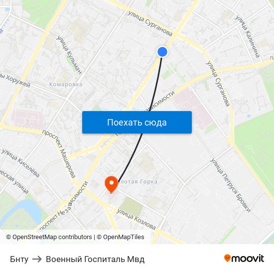 Бнту to Военный Госпиталь Мвд map