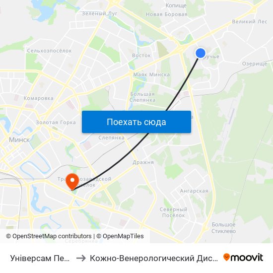 Універсам Першамайскі to Кожно-Венерологический Диспансер, Филиал №1 map