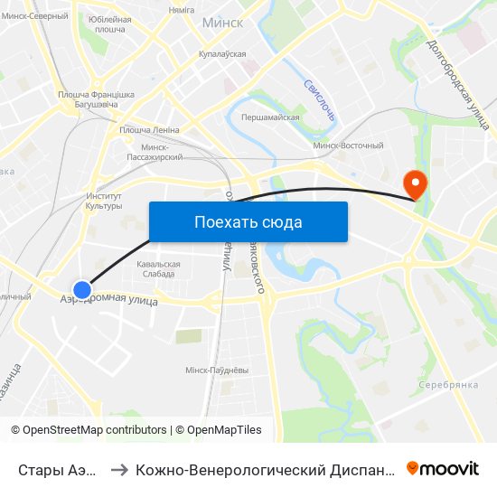 Стары Аэрапорт to Кожно-Венерологический Диспансер, Филиал №1 map