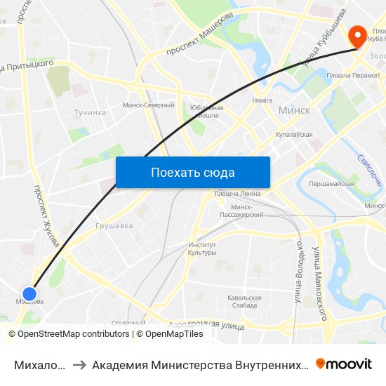 Михалово to Академия Министерства Внутренних Дел map