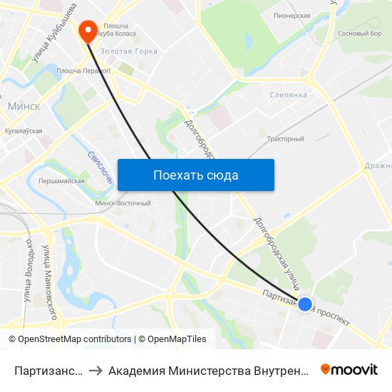 Партизанская to Академия Министерства Внутренних Дел map