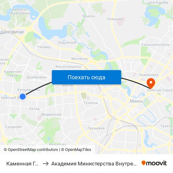 Каменная Горка to Академия Министерства Внутренних Дел map