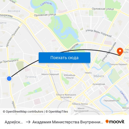 Адоеўскага to Академия Министерства Внутренних Дел map