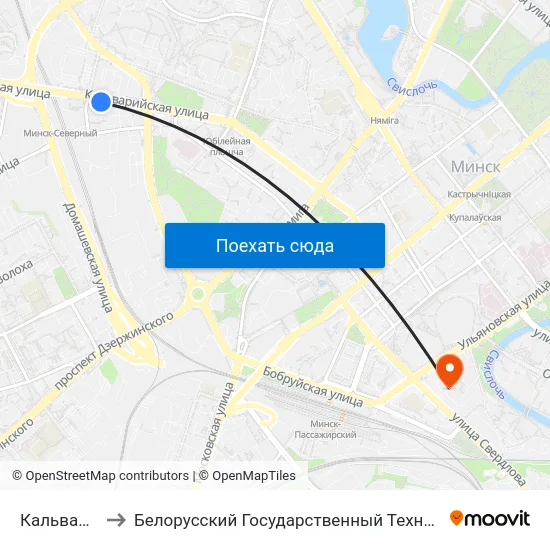Кальварыйская to Белорусский Государственный Технологический Университет map