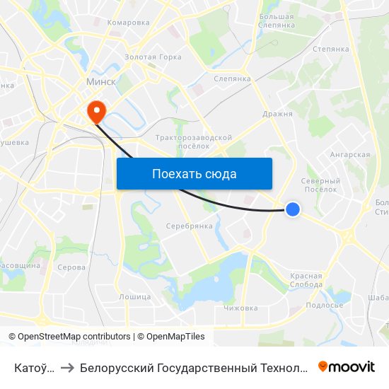 Катоўскага to Белорусский Государственный Технологический Университет map