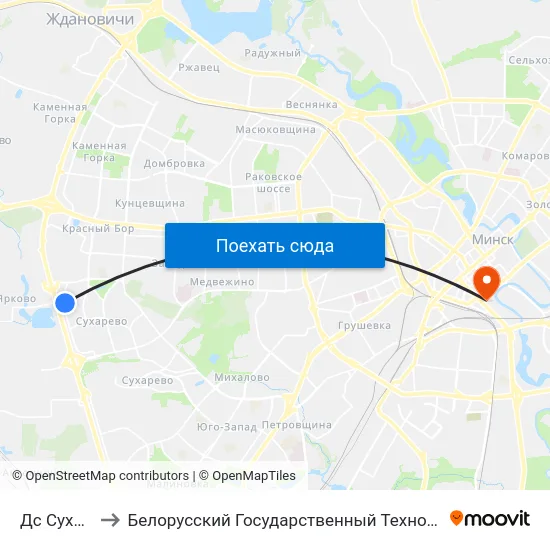 Дс Сухарава-5 to Белорусский Государственный Технологический Университет map