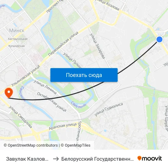 Завулак Казлова (Переулок Козлова) to Белорусский Государственный Технологический Университет map