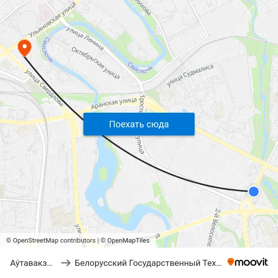 Аўтавакзал Усходні to Белорусский Государственный Технологический Университет map