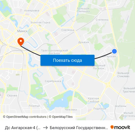 Дс Ангарская-4 (Высадка Пасажыраў) to Белорусский Государственный Технологический Университет map
