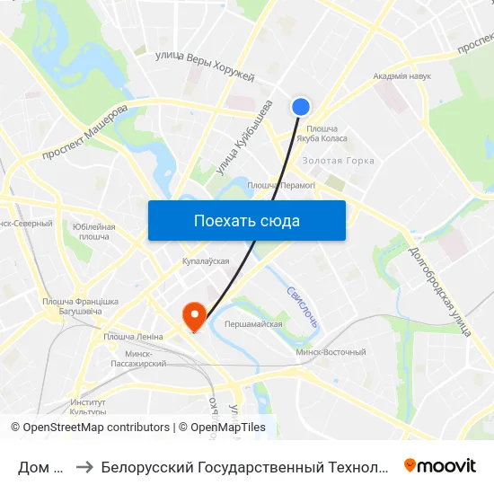 Дом Мэблі to Белорусский Государственный Технологический Университет map