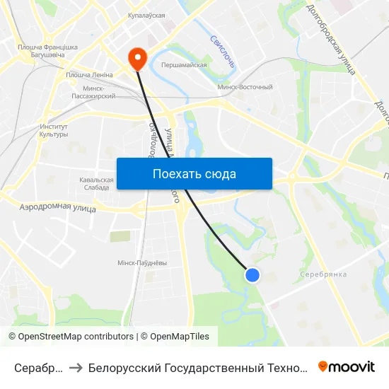 Серабранка-9 to Белорусский Государственный Технологический Университет map