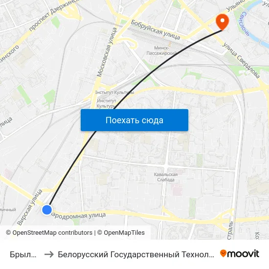 Брылеўская to Белорусский Государственный Технологический Университет map