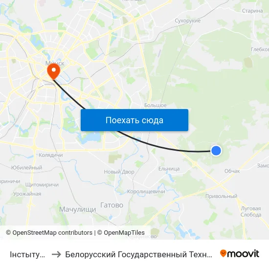 Інстытут Сосны to Белорусский Государственный Технологический Университет map