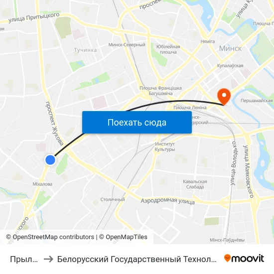 Прылуцкая to Белорусский Государственный Технологический Университет map