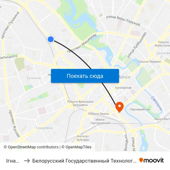 Ігнаценкі to Белорусский Государственный Технологический Университет map