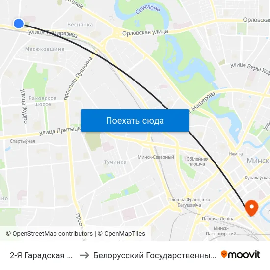 2-Я Гарадская Дзіцячая Бальніца to Белорусский Государственный Технологический Университет map