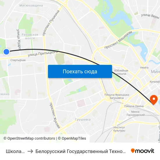Школа №140 to Белорусский Государственный Технологический Университет map