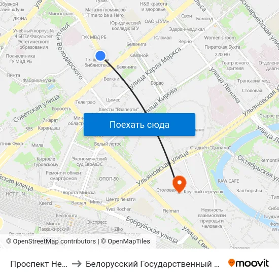 Проспект Независимости to Белорусский Государственный Технологический Университет map