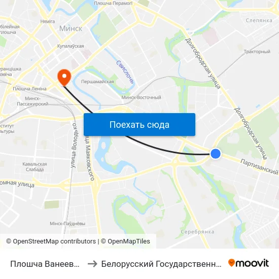 Плошча Ванеева (Площадь Ванеева) to Белорусский Государственный Технологический Университет map