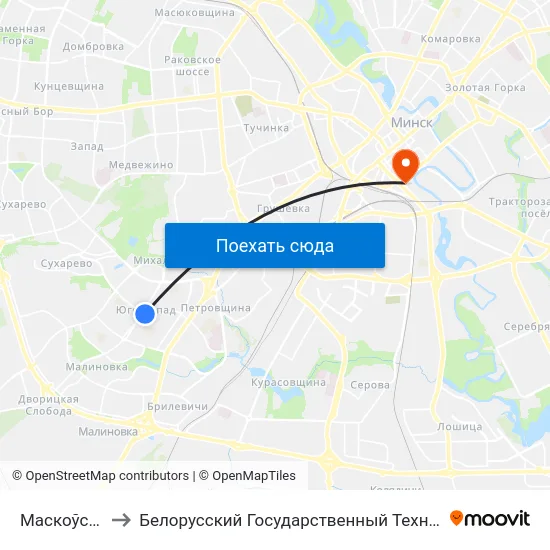 Маскоўскі Рынак to Белорусский Государственный Технологический Университет map