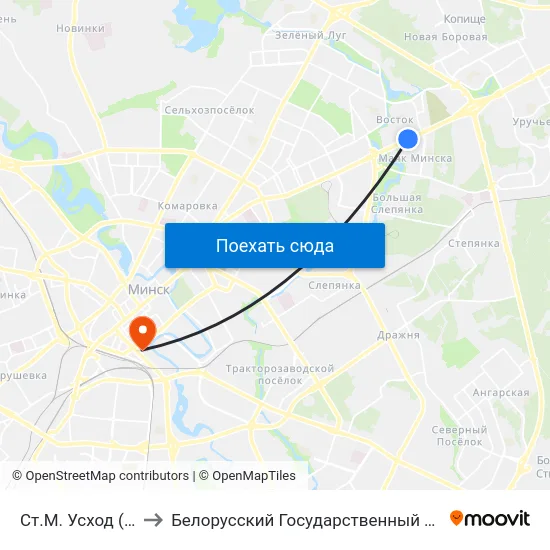 Ст.М. Усход (Ст.М. Восток) to Белорусский Государственный Технологический Университет map