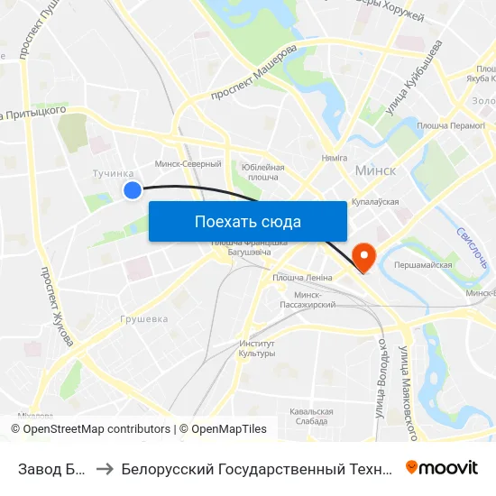 Завод Белпласт to Белорусский Государственный Технологический Университет map