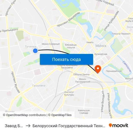 Завод Белпласт to Белорусский Государственный Технологический Университет map