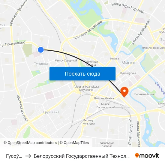 Гусоўскага to Белорусский Государственный Технологический Университет map