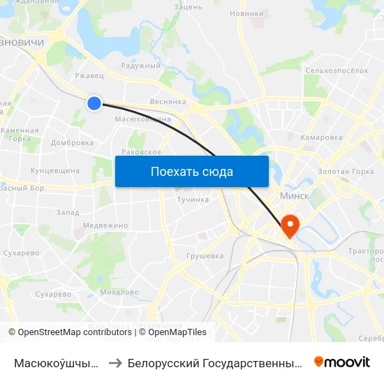 Масюкоўшчына (Аўтастаянка) to Белорусский Государственный Технологический Университет map