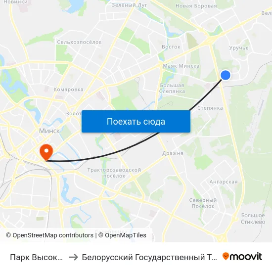 Парк Высокіх Тэхналогій to Белорусский Государственный Технологический Университет map