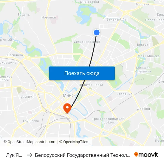 Лук'Яновіча to Белорусский Государственный Технологический Университет map