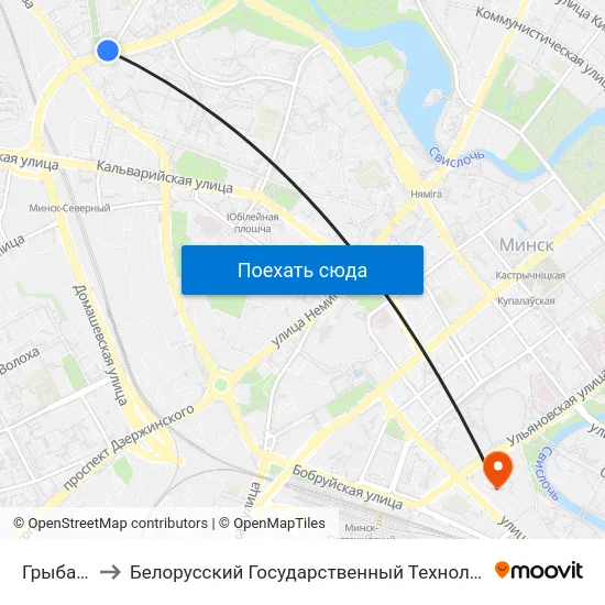 Грыбаедава to Белорусский Государственный Технологический Университет map